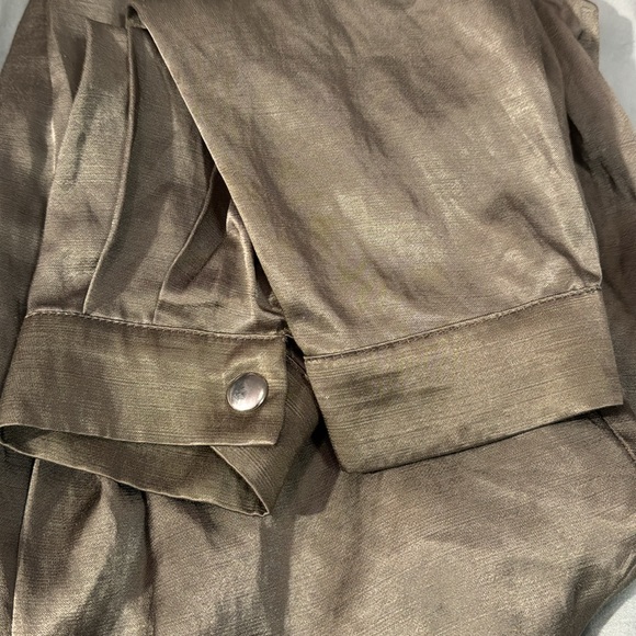 Zara Lightweight Satin Olive Green Bomber Jacket Sz Small - Picture 15 of 15